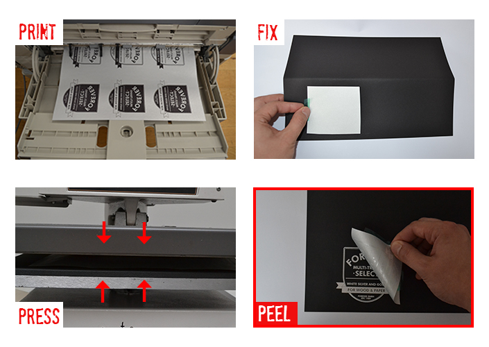 Print Black with your laser printer and get silver or gold