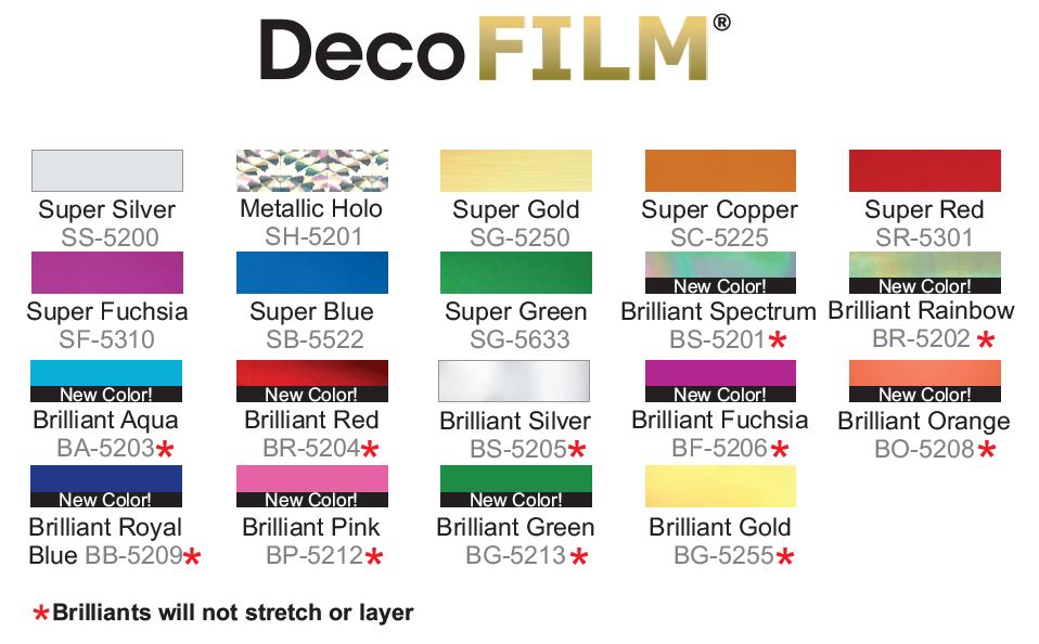 Deco Film colors from Specialty Materials Deco Film colors from Specialty Materials