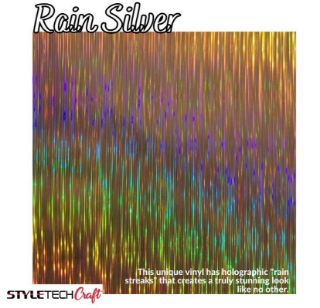 Styletech Metalized Holographic Film-9000 Series - 847 Rain Silver Vinyl