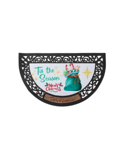 32" Half Round Rubber Felt Mat - Christmas