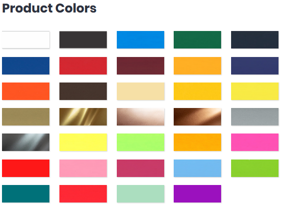 Thermoflex Color Chart